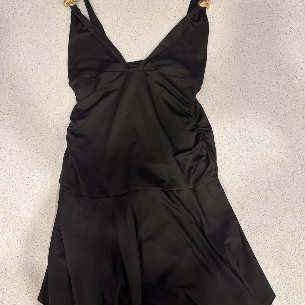 Black One-Piece Halter Swim Dress